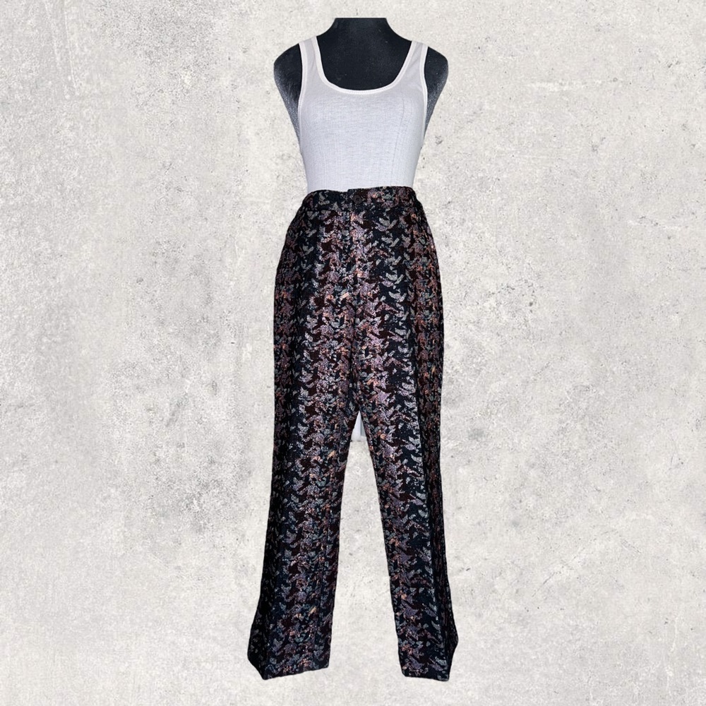 Nicla modern art metallic weave all over shimmer feels like wool dress trousers
